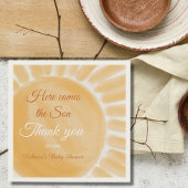 Hier kommt die sonnengelbe Sonnencreme-Babydusche Serviette