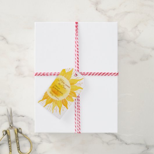 Hier kommt die sonnengelbe Sonnenscheindusche Geschenkanhänger (Mit Garn)