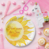 Hier kommt die sonnengelbe Sonnenscheindusche Pappteller (Party)