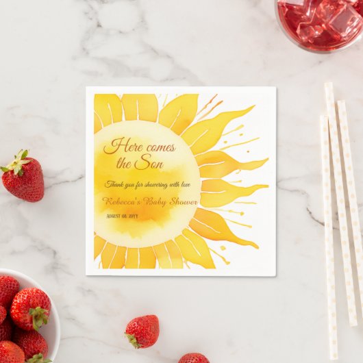 Hier kommt die sonnengelbe Sonnenscheindusche Serviette (Beispiel)