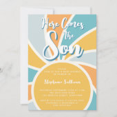 Hier kommt die Sonnenschein-Babydusche Einladung (Vorderseite)