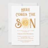 Hier kommt die Sonnenschirm-Babydusche Einladung (Vorderseite)