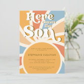 Hier kommt die Sonnenschirm-Dusche Einladung (Stehend Vorderseite)