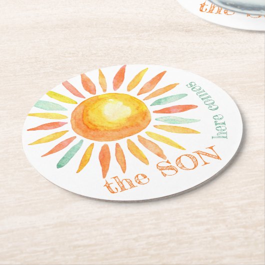Hier kommt die Sonnenseelendusche Runder Pappuntersetzer (Angewinkelt)