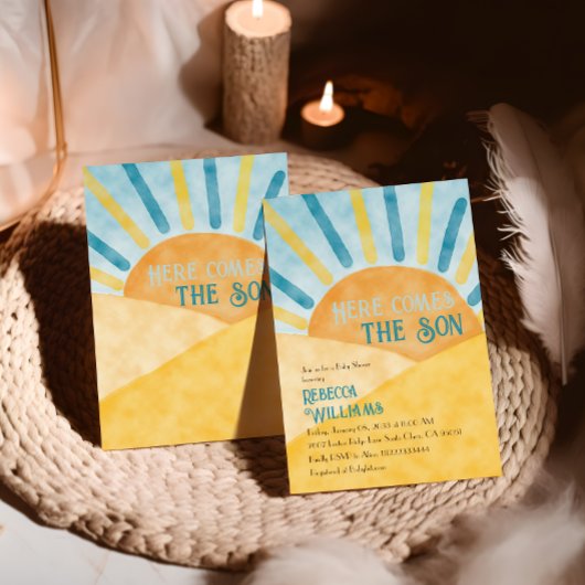 Hier kommt die Sonnensonnendusche in blau-gelb-gel Einladung