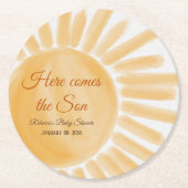 Hier kommt die Sonnensonnendusche mit gelbem Gelbs Runder Pappuntersetzer (Vorderseite)