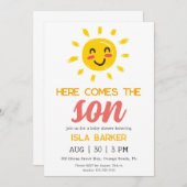 Hier kommt die sonnige Baby-Dusche-Einladung Einladung (Vorne/Hinten)