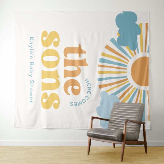 Hier kommt die Sons Twin Dusche Hintergrund Wandteppich (Beispiel (Horizontal))