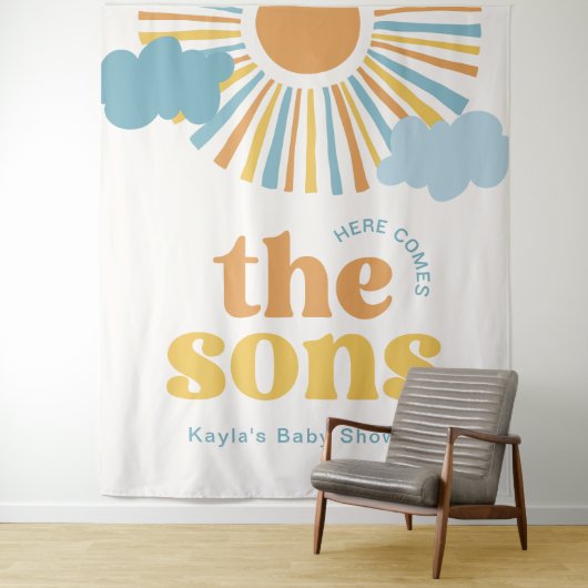 Hier kommt die Sons Twin Dusche Hintergrund Wandteppich (Beispiel)