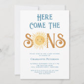 Hier kommt die Sons Twins Baby Dusche Einladung (Vorderseite)