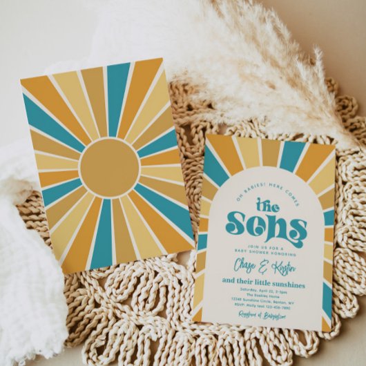Hier kommt die Sons Twins Baby Dusche Einladung
