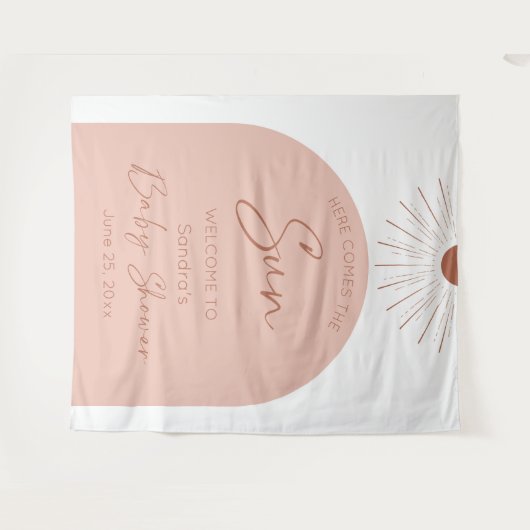 Hier kommt die Sun Baby Dusche Boho Wandteppich (Vorderseite (Horizontal))