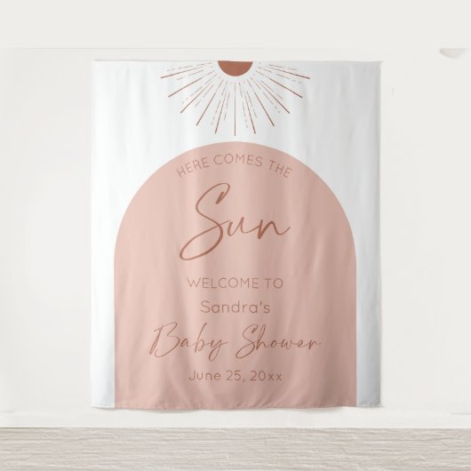 Hier kommt die Sun Baby Dusche Boho Wandteppich (Vorderseite)