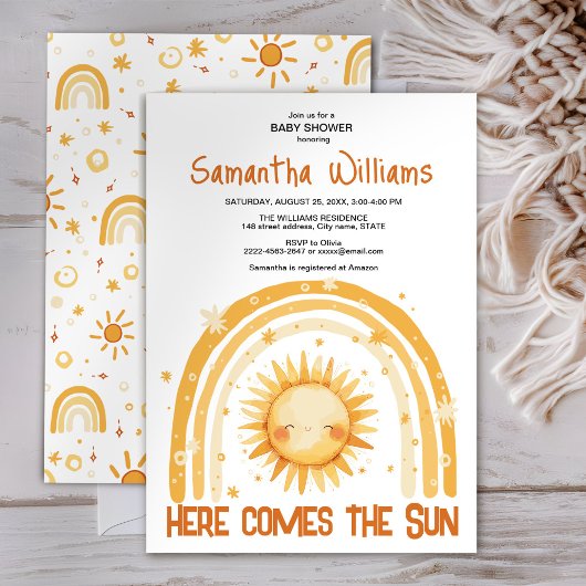 Hier kommt die Sun Baby Dusche Einladung