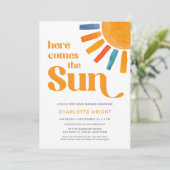 Hier kommt die Sun Baby Dusche Einladung (Stehend Vorderseite)