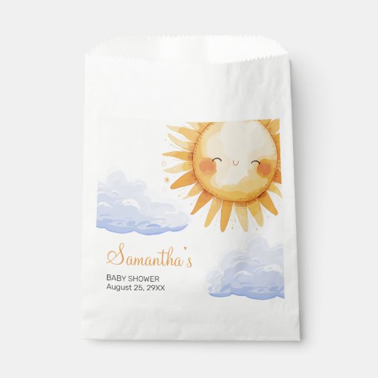 Hier kommt die Sun Baby Dusche Liebestasche Geschenktütchen (Vorderseite)
