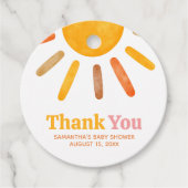 Hier kommt die Sun Baby Dusche Round Geschenkanhänger (Vorderseite)