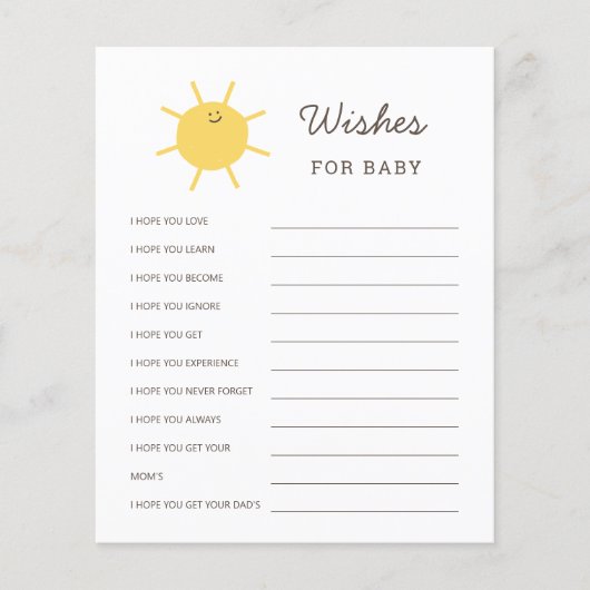 Hier kommt die Sun Baby Dusche wünscht Ratschläge (Vorderseite)