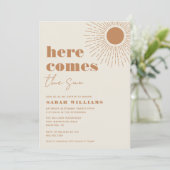 Hier kommt die Sun Boho Babydusche | Einladung (Stehend Vorderseite)