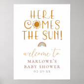 Hier kommt die Sun Boho Boy Baby Dusche Willkommen Poster (Vorne)