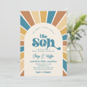Hier kommt die Sun Co-Ed Baby Dusche Einladung (Stehend Vorderseite)