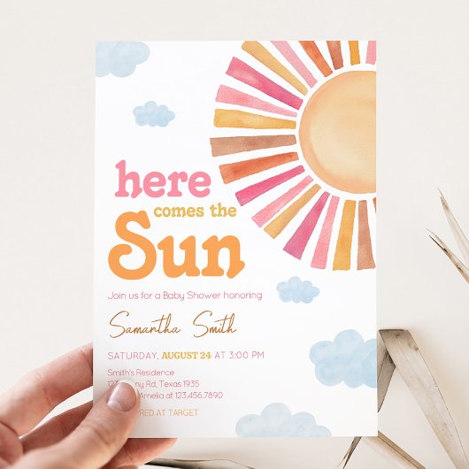 Hier kommt die Sun Girl Baby Dusche Einladung