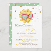 Hier kommt die Sun Gold Stars Baby Dusche Einladung (Vorne/Hinten)