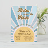 Hier kommt die Sun Junge Einladung zum 1. Geburtst (Stehend Vorderseite)