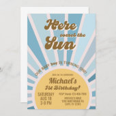 Hier kommt die Sun Junge Einladung zum 1. Geburtst (Vorne/Hinten)