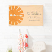 Hier kommt die Sun Retro Baby Dusche Banner (Insitu)