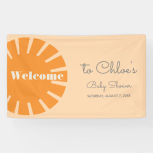 Hier kommt die Sun Retro Baby Dusche Banner