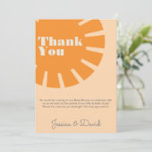 Hier kommt die Sun Retro Baby Dusche Dankeskarte (Stehend Vorderseite)