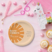 Hier kommt die Sun Retro Baby Dusche Pappteller (Party)