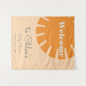 Hier kommt die Sun Retro Baby Dusche Wandteppich (Vorderseite (Horizontal))