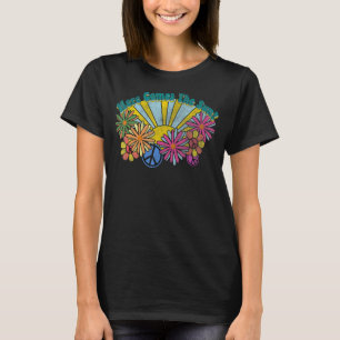 Hier kommt die Sun Spring Hippie Peace Sign Floral T-Shirt