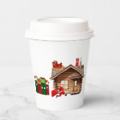 Hier kommt die Weihnachtsmann-Papiergruppe Pappbecher (Vorderseite)