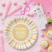 Hier kommt eine geschlechtsneutrale Babydusche Pappteller (Party)