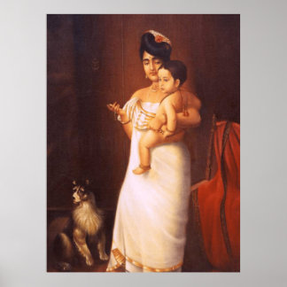 Hier kommt Papa-Raja Ravi Varma Gemälde (Replik) Poster