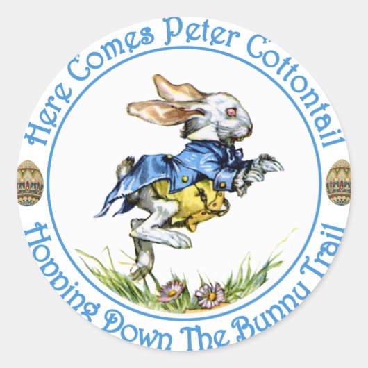 Hier kommt Peter Cottontail Runder Aufkleber (Vorderseite)
