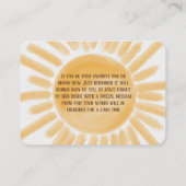 Hier kommt Ray Sunshine Book for Baby Shower Game Begleitkarte (Rückseite)