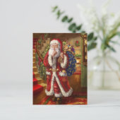Hier kommt Santa Feiertagspostkarte (Stehend Vorderseite)