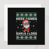 Hier kommt Santa Floss UGLY Weihnachts Pajama Men Einladung (Vorne/Hinten)
