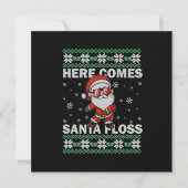 Hier kommt Santa Floss UGLY Weihnachts Pajama Men Einladung (Vorderseite)