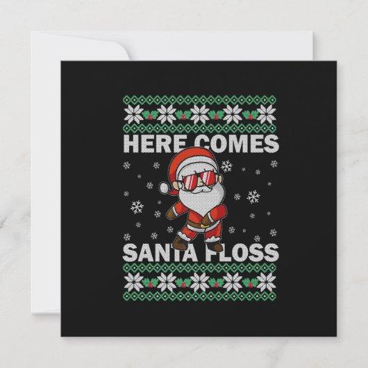 Hier kommt Santa Floss UGLY Weihnachts Pajama Men Einladung (Vorderseite)
