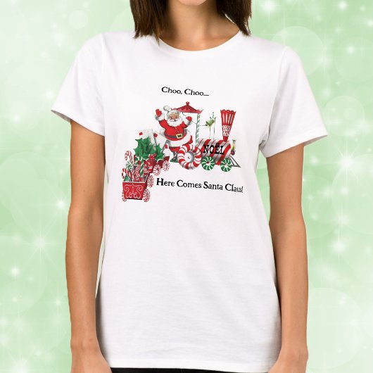 Hier kommt Santa on Candy Train mit Buchstaben T-Shirt