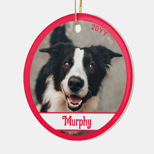 Hier kommt Santa Paws Hund Foto Rote Ornament (Links)