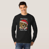 Hier kommt Santa Paws lustiges Santa Dog T-Shirt (Vorne ganz)