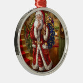 Hier kommt Santa Silbernes Ornament (Rechts)