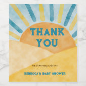 Hier kommt Son Blue Rays Sunshine Baby Dusche Weinetikett (Einzelnes Label)
