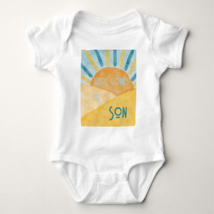 Hier kommt Son Sunshine Blue Ray Boy Baby Dusche Strampler